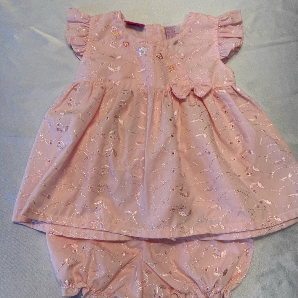 Little Lindsey pink eyelet dress w/bloomers, NWOT, size 24m